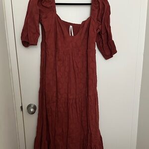 Anthropologie Terracotta Long Sleeve Dress